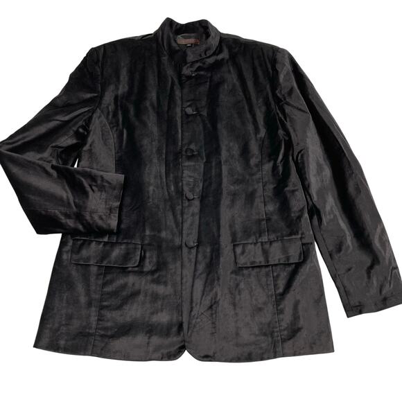Gaspar Saldanha Jacket Mens 44 L/XL Black Velvet Satin Lined